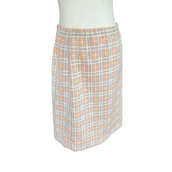 Vintage 60s 70s Peach Plaid Skirt Suit M – Mod Style‎ - 2-Piece Coddington Set - Picture 5 of 8